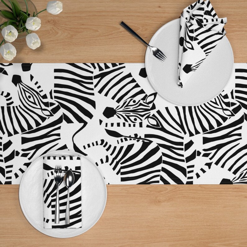 Abstract Zebra Table Runner Zebra Black and White by Etsy