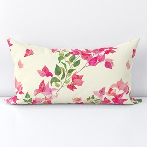 Pink Floral Accent Pillow Bougainvillea Vines by katevasilchenko Bougainvillea Cream Floral Rectangle Lumbar Throw Pillow by Spoonflower image 3