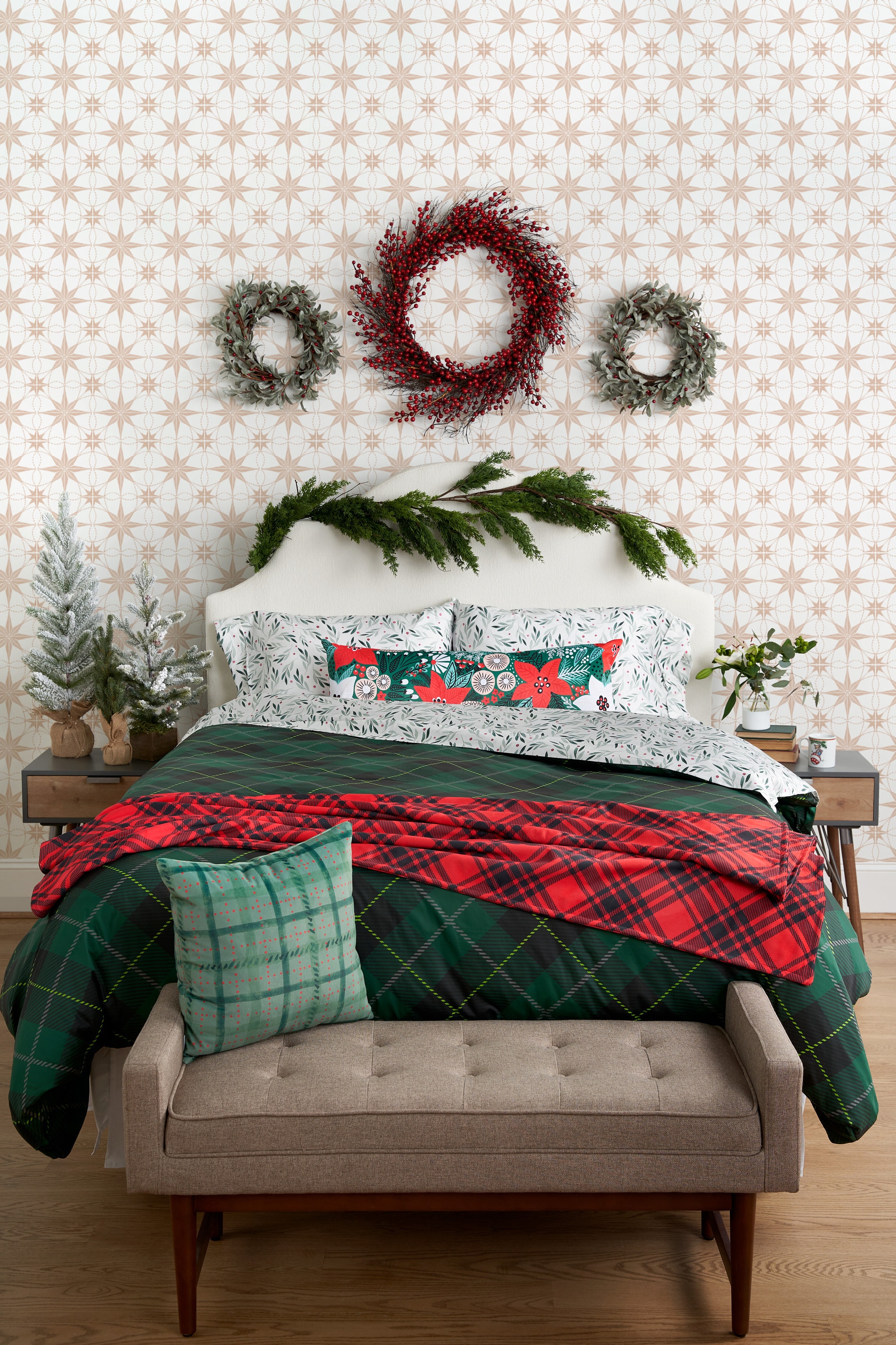 Spode Weihnachtsbaum Bettwäsche-Set (4-teilig) – Gemütliche Festtags-Dekoration Fürs Schlafzimmer