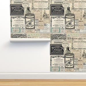 Victorian Newspaper Non-Pasted Wallpaper - General Store by curiouslondon - Antique French Ephemera Wallpaper Double Roll by Spoonflower