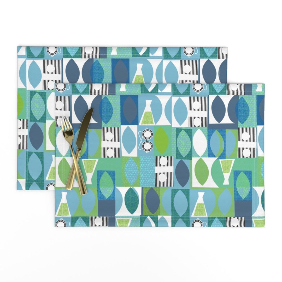 Mid Century Placemats set of 2 Modern Geek Mid Century by Ottomanbrim