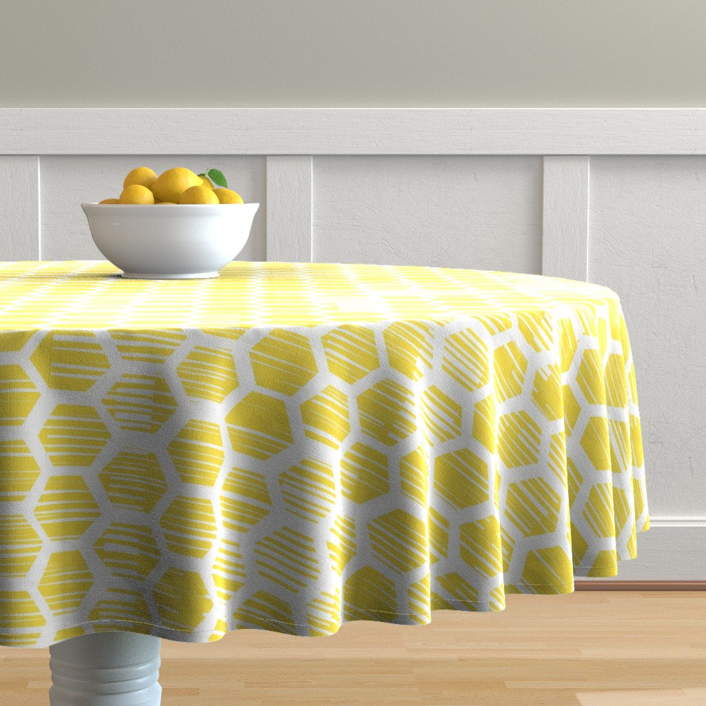 Yellow Round Tablecloth Beehive Grunge By Friztin Yellow Round Tablecloth Beehive Grunge, Yellow Round Tablecloth