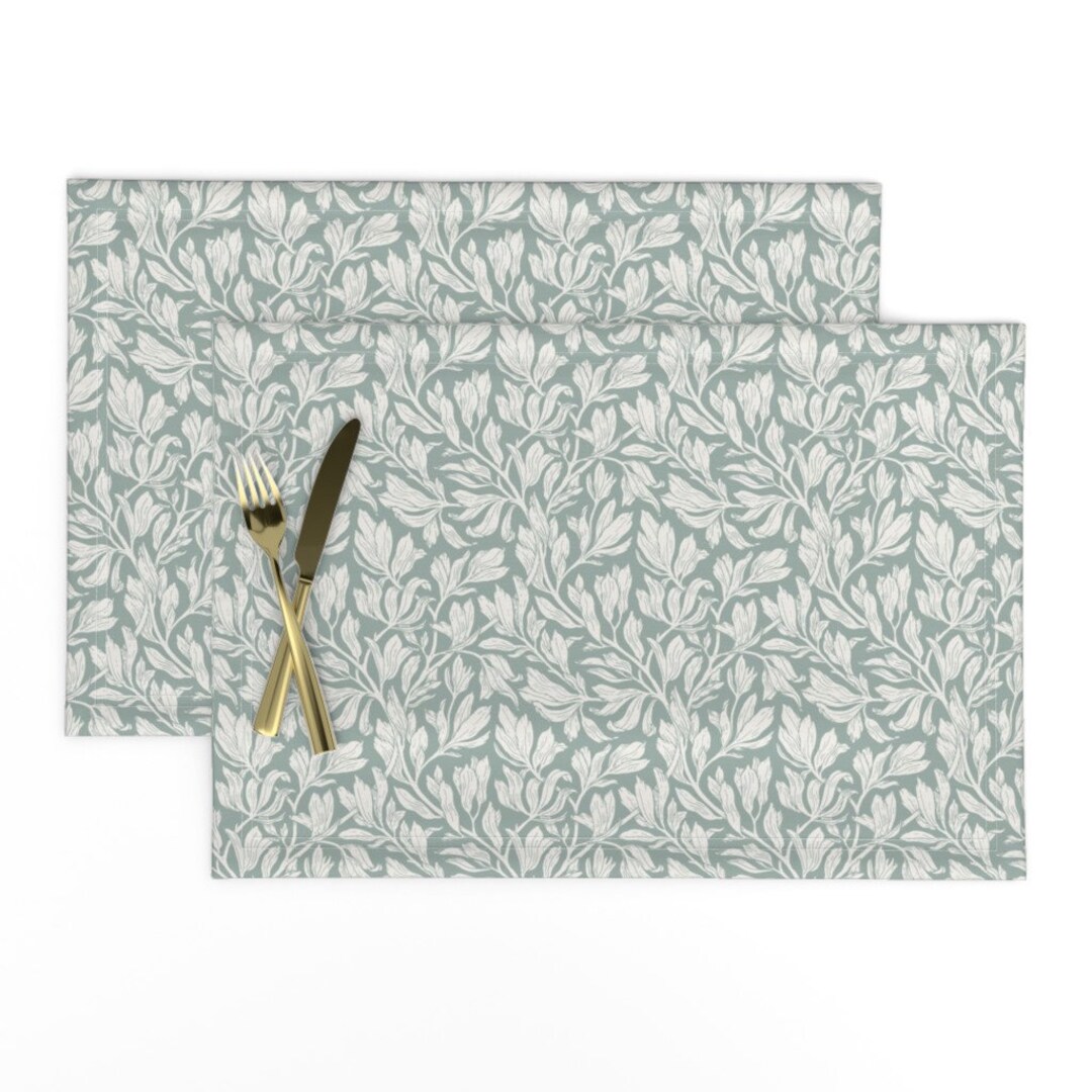 Sage Green Leaf Placemats set of 2 Olivia Small by Etsy