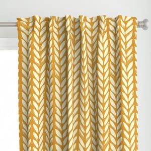 Mustard Chevron Curtain Panel - Knit Print Ochre Large by mint_tulips - Faux Weathered Summer Autumn Custom Curtain Panel by Spoonflower