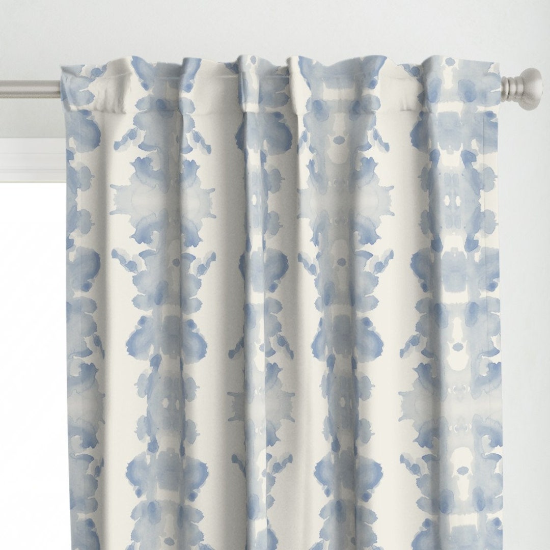 Pastel Blue Curtain Panel Inkblot by Danika_herrick Abstract Paint