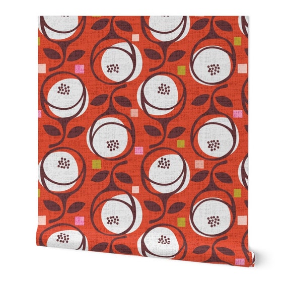 Mcm Autumn Wallpaper Autumn Blooms By Ottomanbrim Red Etsy