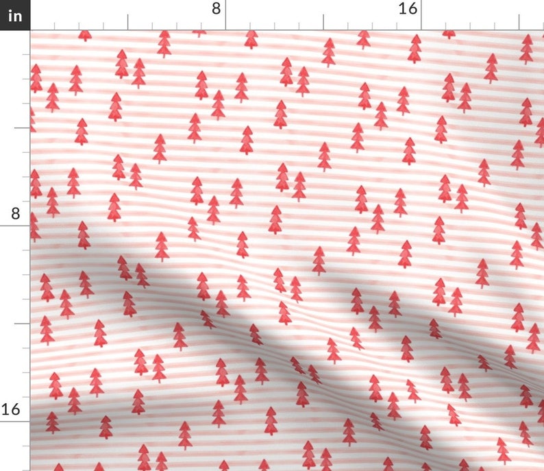 Holiday Dinner Napkins Set of 2 Christmas Trees Christmas Cloth Napkins by Spoonflower - Watercolor Trees Red by littlearrowdesign