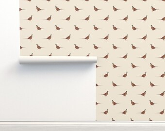Ringneck Pheasant Non-Pasted Wallpaper - Strutting Pheasant by sorbier_studio - Bird Country Western  Wallpaper Double Roll by Spoonflower