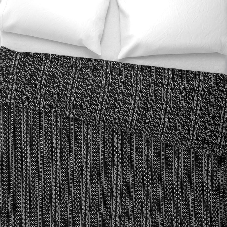 Black and White Duvet Cover White on Black Mudcloth by Etsy
