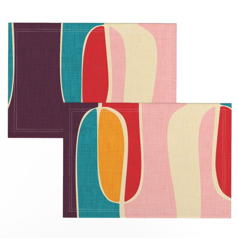 Mid Century Modern Placemats set of 2 Retro Waves by Etsy