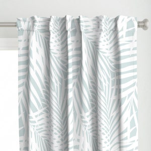Palm Fronds Curtain Panel - Ocean Fronds by danika_herrick - Tropical Large Scale Pale Aqua Nautical Custom Curtain Panel by Spoonflower
