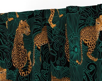 ジャガーグリーンカーテンパネル - アフリカの動物ヒョウ柄トラ