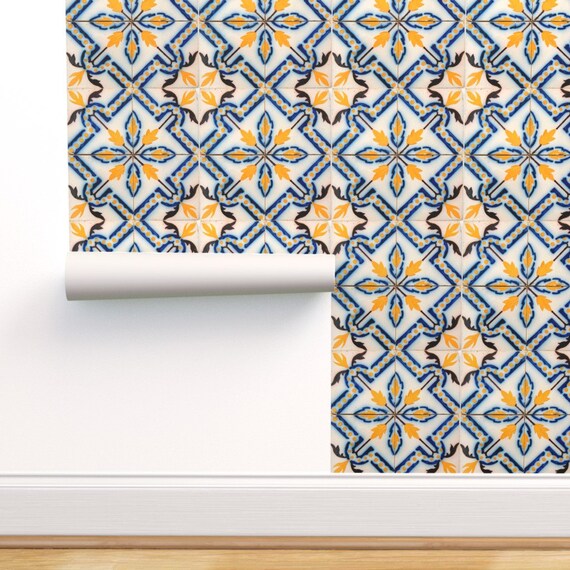 Portuguese Tiles Wallpaper Portugal In Colors by bymemi | Etsy