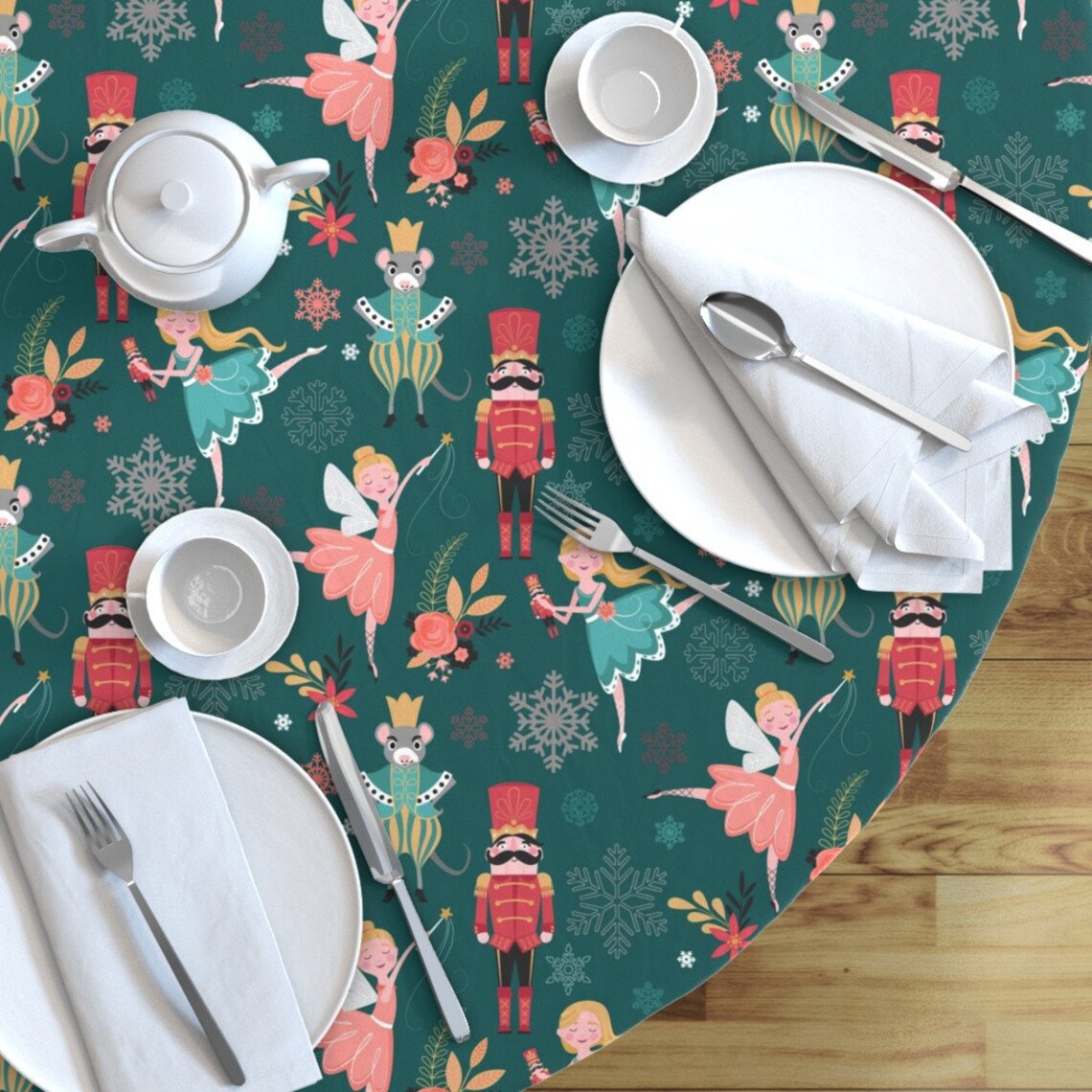 Nutcracker Christmas Round Tablecloth Nutcracker Ballet by Etsy