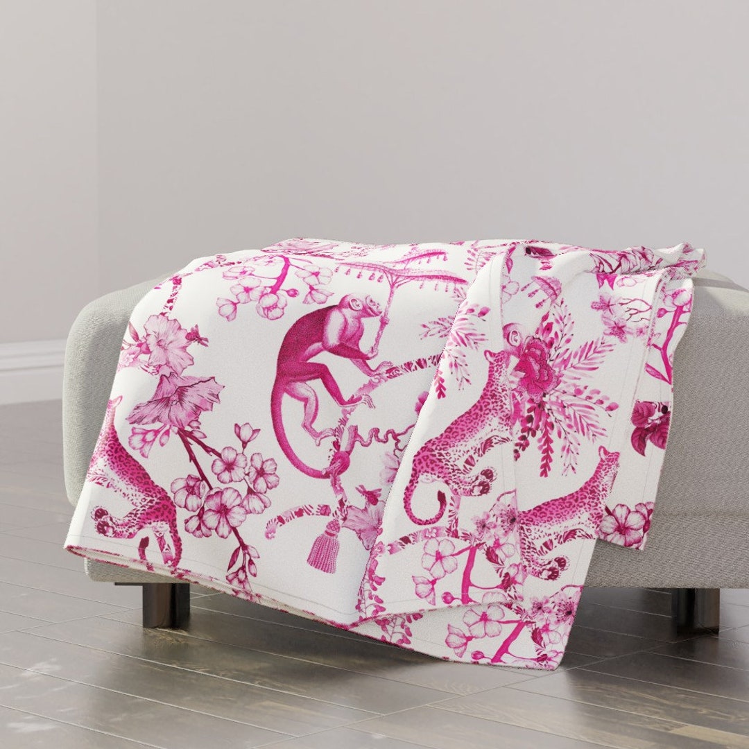 Maximalist Vintage Throw Blanket Chinoiserie by Pattern_garden Bright