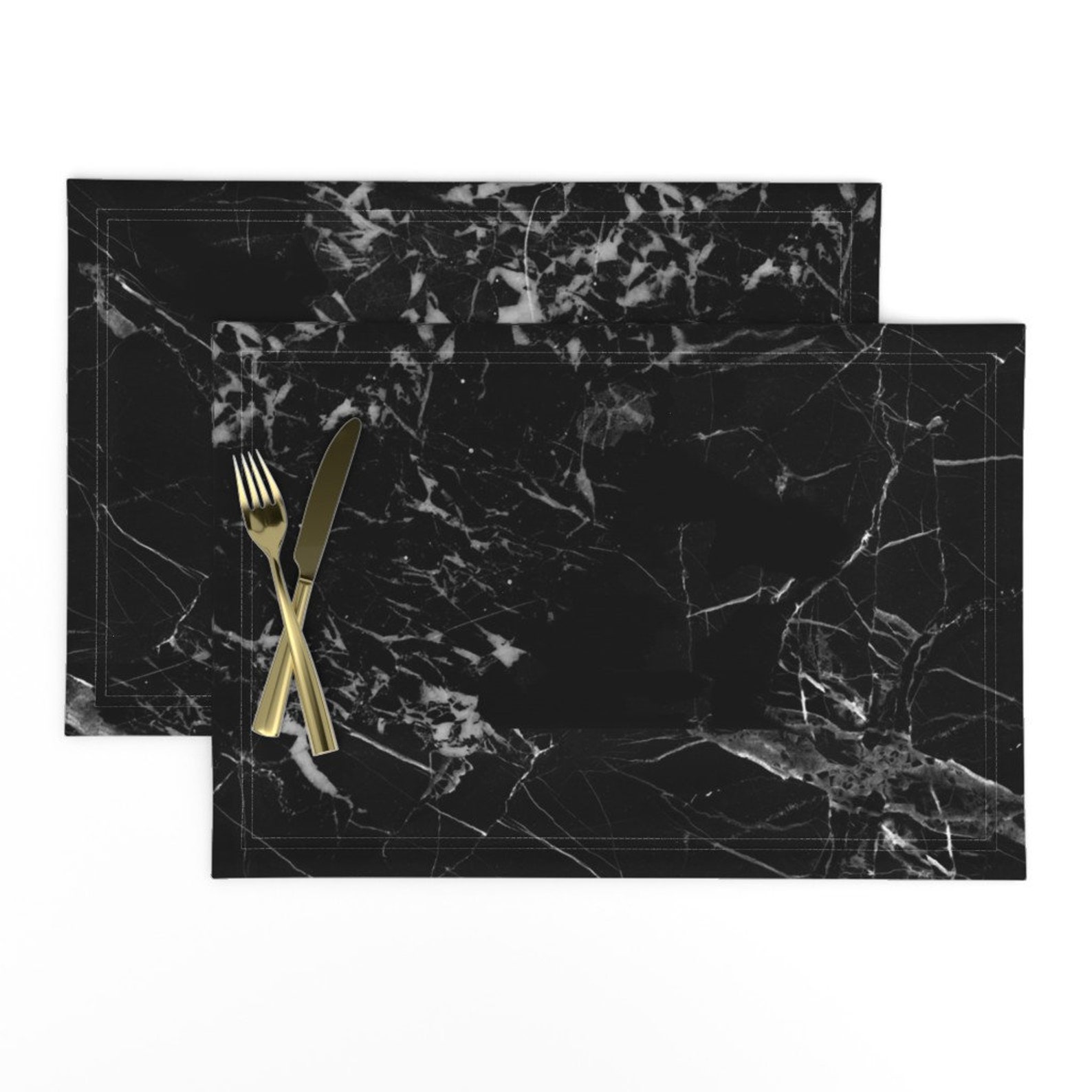 Black And White Placemats Set of 2 Black Marble by Etsy