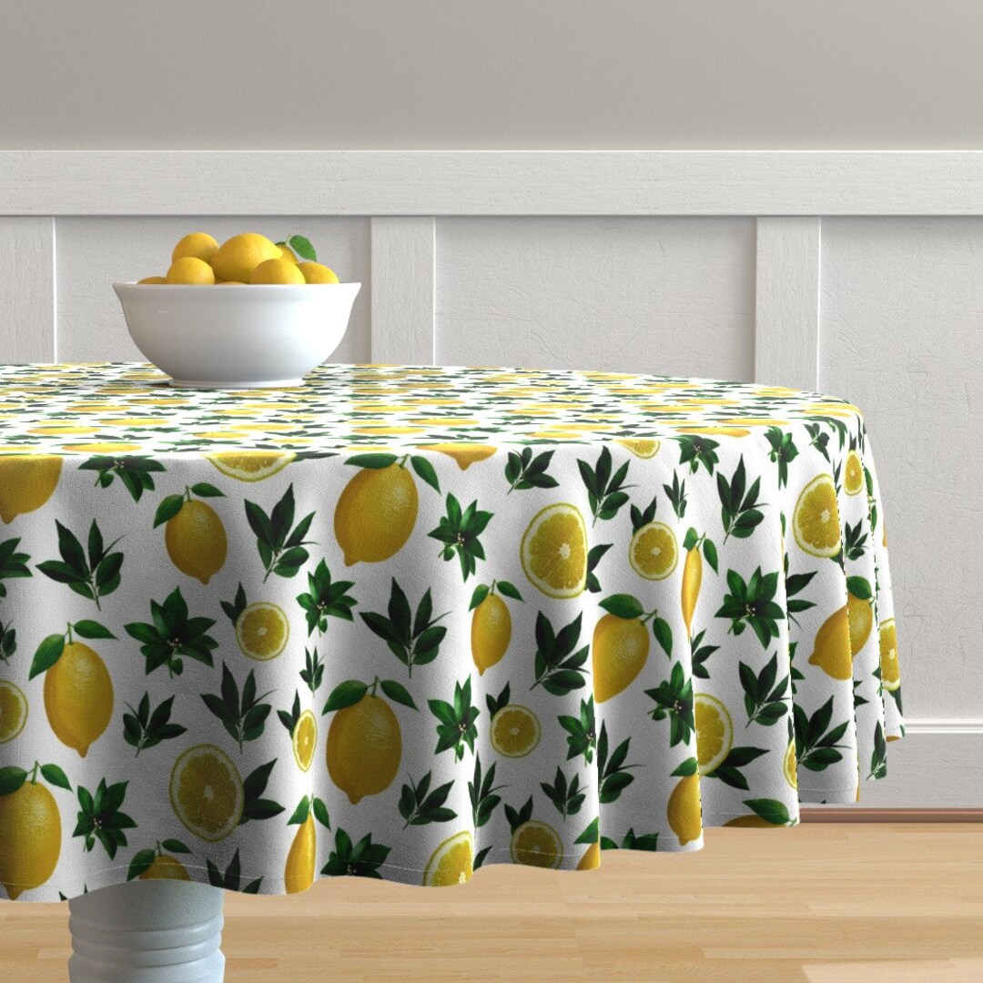 Vintage Lemons Round Tablecloth Lemon Love White by Etsy
