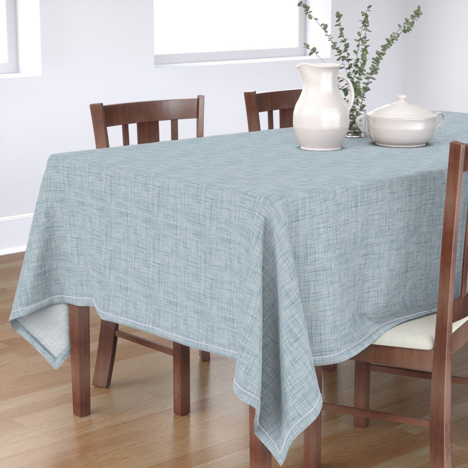 Blue Tablecloth Blue Grey Linen Texture by selmacardoso Etsy