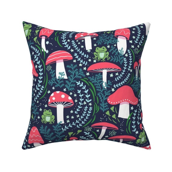 Mushrooms Botanical Red Green Throw Pillow Cover w Optional Insert by Roostery Mushrooms Botanical Red Green Throw Pillow Cover w Optional Insert by Roostery