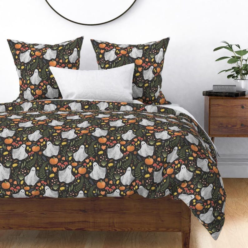 Cottagecore Ghosts Bedding - Woodland Autumn by 3rittanylane - Woodland Whimsical Cotton Sateen Duvet Cover OR Pillow Shams by Spoonflower image 9