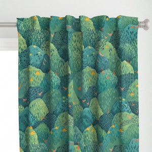 Orange Dinos Curtain Panel - Woodland Dinosaurs by taranealart - Fossils Paleontologist Stegosaurus Custom Curtain Panel by Spoonflower