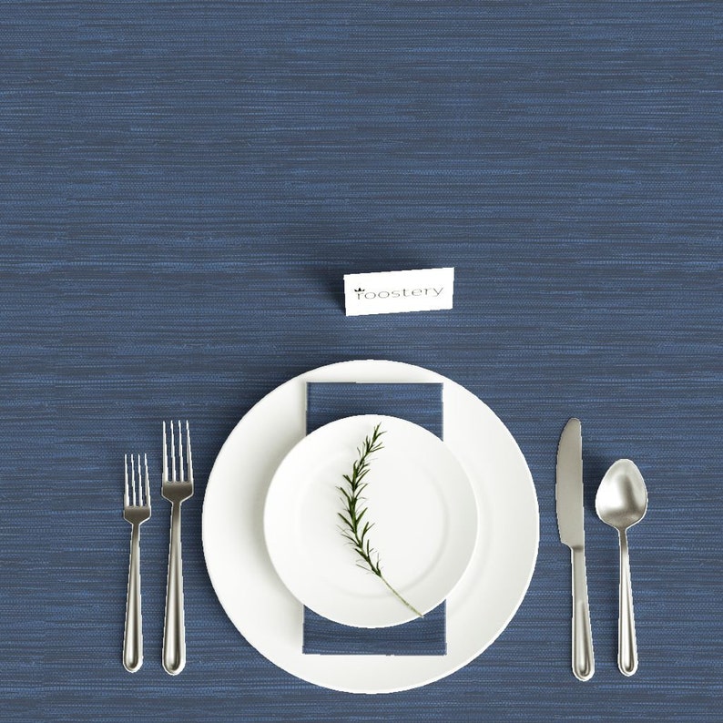 Beach Cotton Sateen Tablecloth by Spoonflower Grasscloth In Navy by willowlanetextiles Nautical Tablecloth