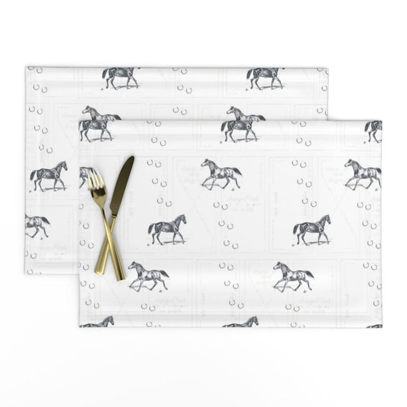 乗馬用プレースマット 2枚セット - 馬 ヴィンテージスタイル 馬場馬術