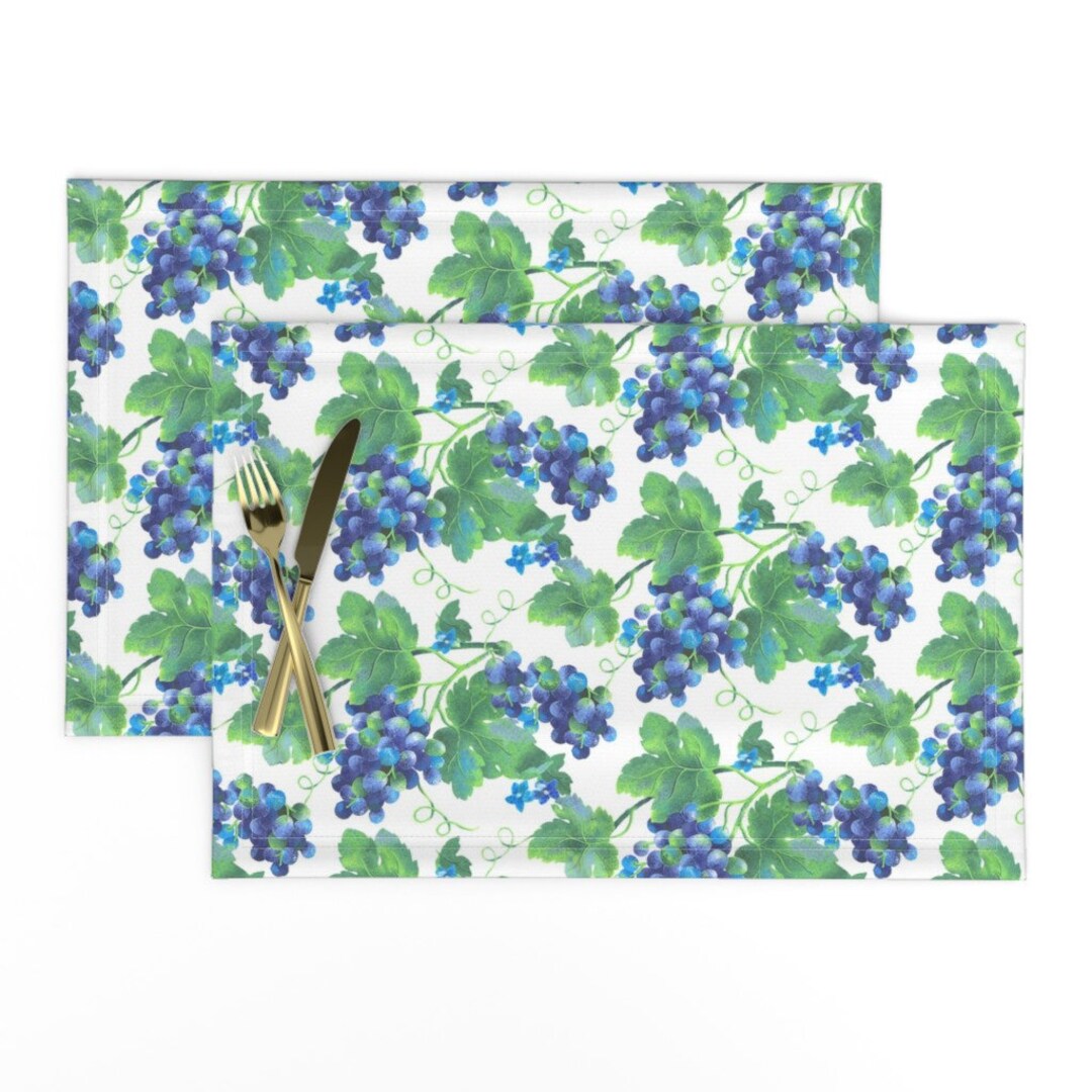 Grapes Placemats set of 2 Spring Grapes by Ileneavery Etsy