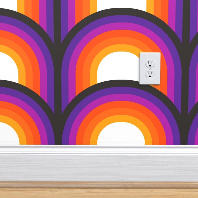Scallop Wallpaper Arches Pinball by Circa78designs Retro - Etsy