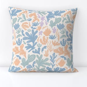 Coastal Coral Throw Pillow - Summer Coral by danelys_sidron - Coral Reef  Underwater Serene Decorative Square Throw Pillow by Spoonflower