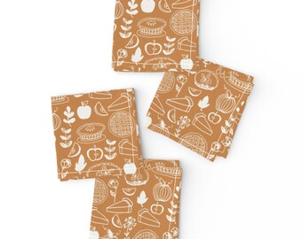 Thanksgiving Pies Cocktail Napkins (Set of 4) - Cute Pies by andrea_lauren - Festive Autumn Holiday Food Sweets Cloth Napkins by Spoonflower