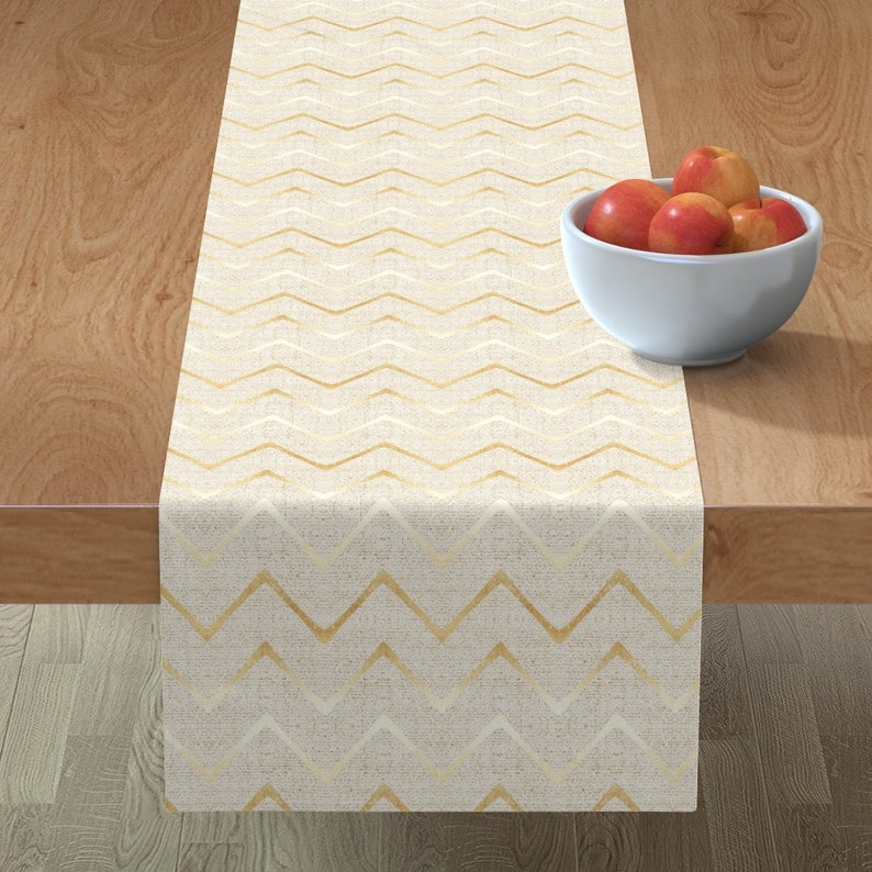 Gold Ombre Earthen Woven Weave Cotton Sateen Table Runner by Spoonflower Chevron Table Runner Earthen Chevron Gold by holli/_zollinger