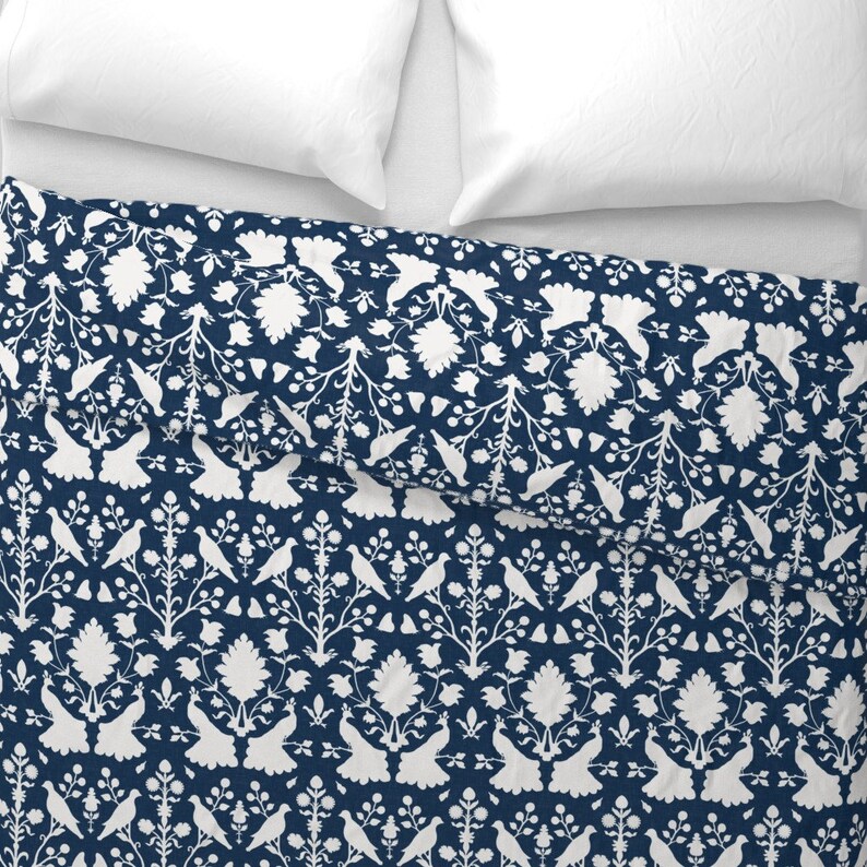 Vintage French Duvet Cover Blue Damask by Etsy
