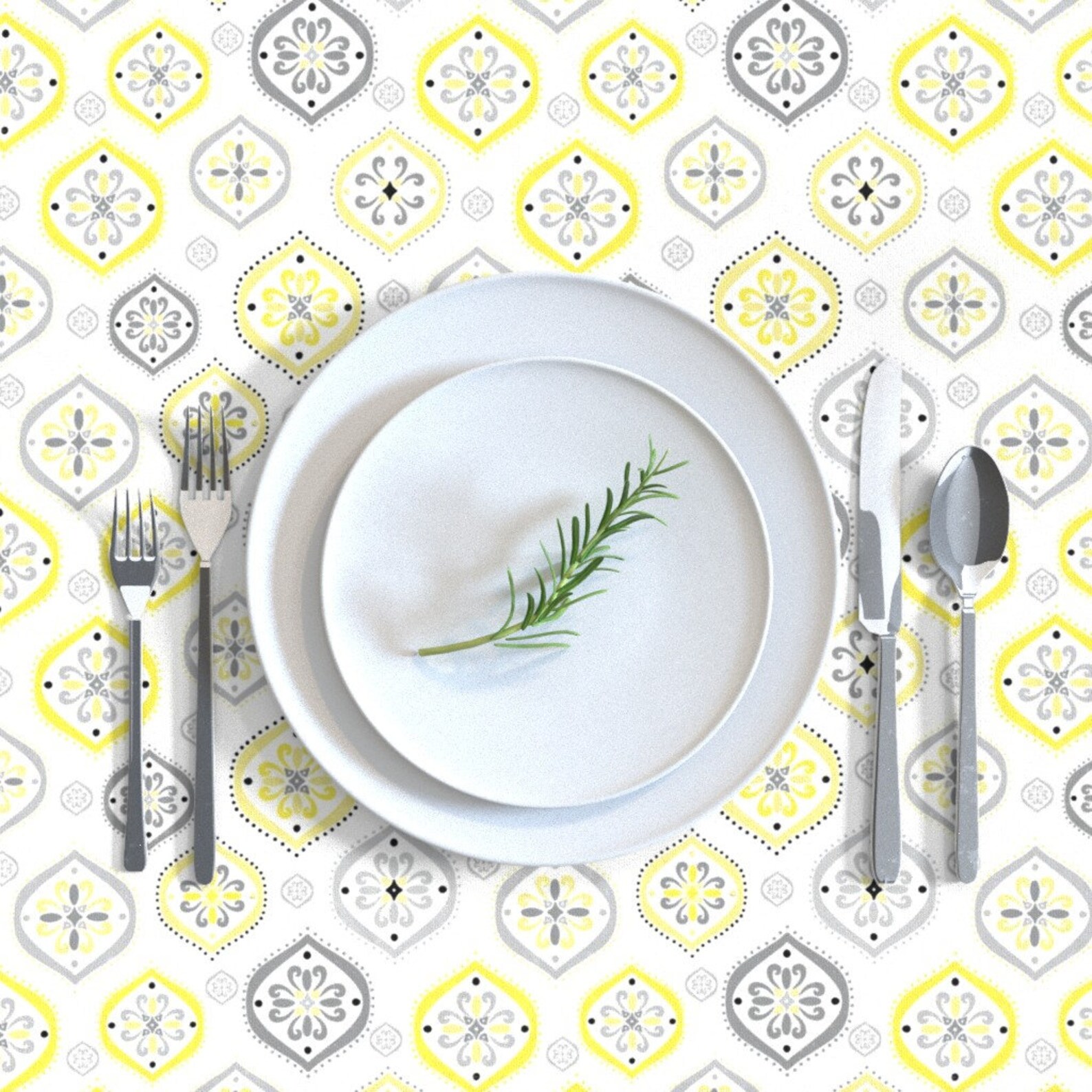 Graue und gelbe Tischdecke Sunlight by aliwilkinsondesigns | Etsy