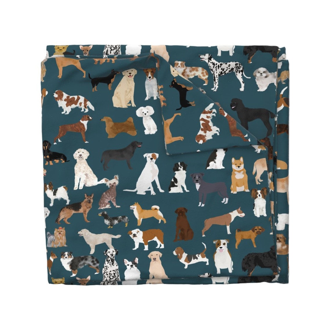 Dog Breeds Duvet Cover Dogs on Navy by Petfriendly Etsy