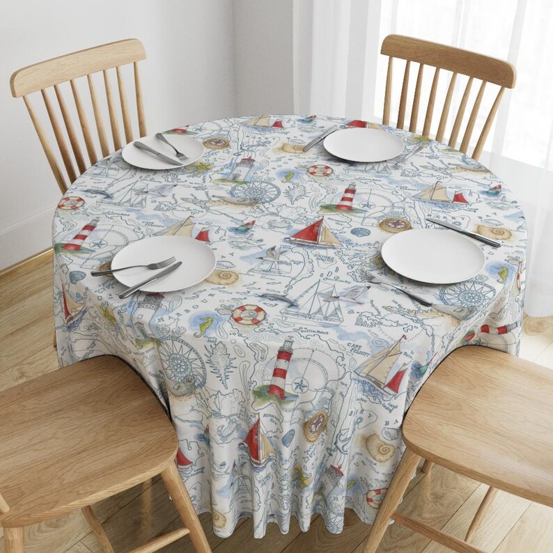 Nautical Tablecloth - Sail Away Map by Felicity_jane_design - Hand ...