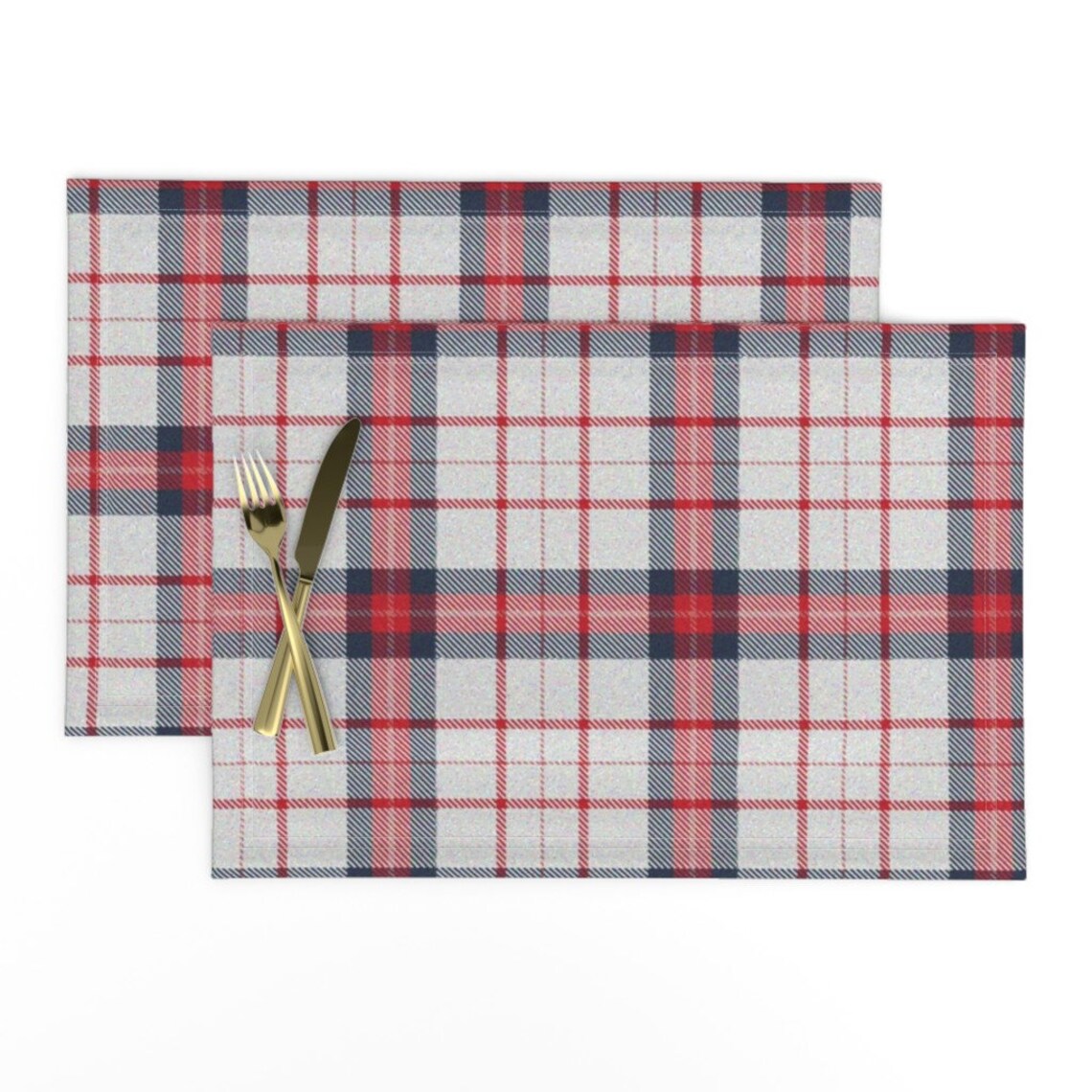 Blue Plaid Placemats set of 2 Red White and Blue Plaid Rev Etsy