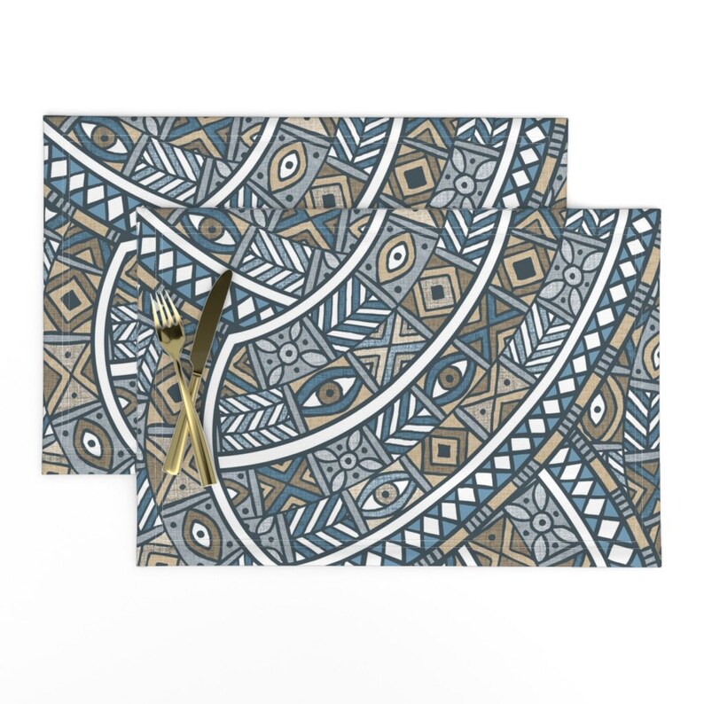 African Inspired Placemats set of 2 Oba Zinc by Spellstone Etsy