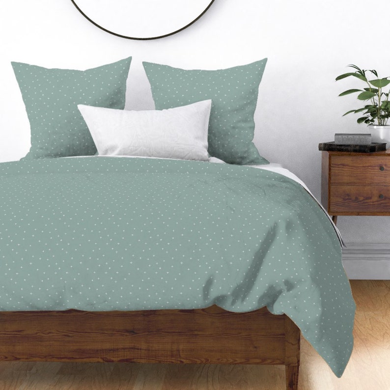 Green Pillow Sham Bone Earth Tones Cotton Sateen Flanged Pillow Sham by Spoonflower Swiss Cross On Green Background by erin/_/_kendal