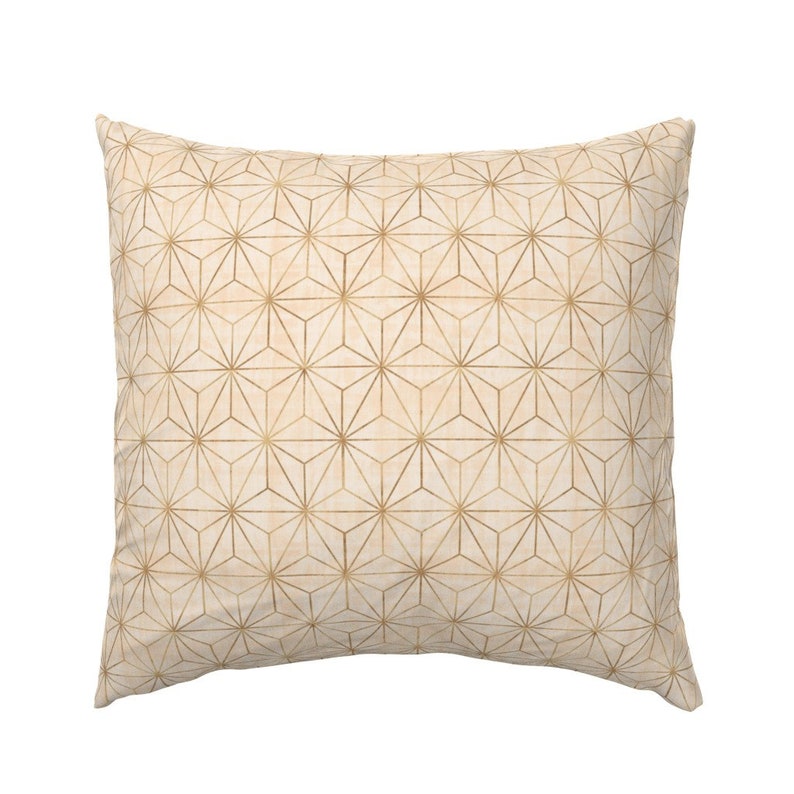 Peach Gold by crystal/_walen Tessellation Mod Nursery Cotton Sateen Pillow Sham Bedding by Spoonflower Star Geo Geometric Pillow Sham
