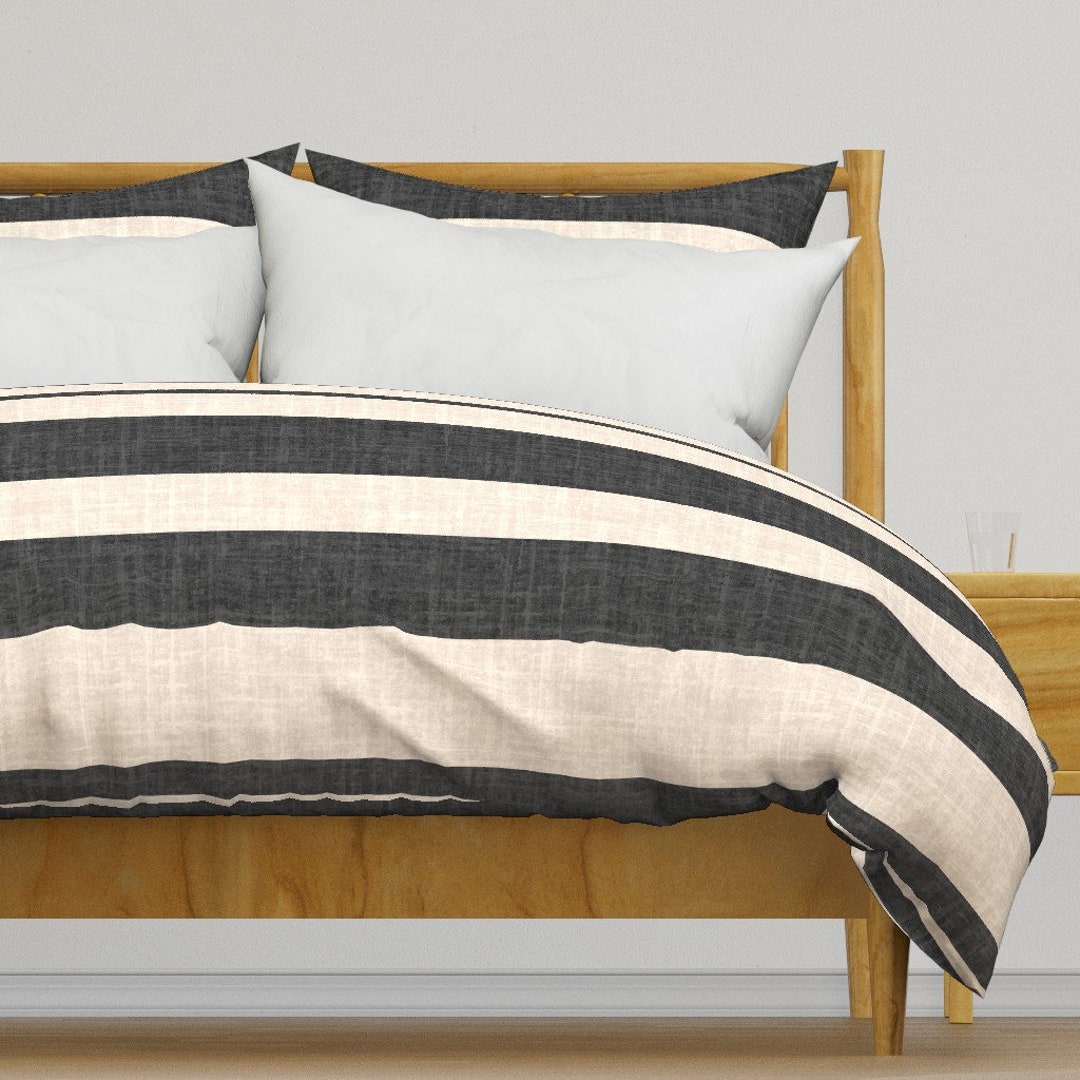 Modern Neutral Duvet Cover Charcoal Ivory by Hansonhomesolutions Ivory
