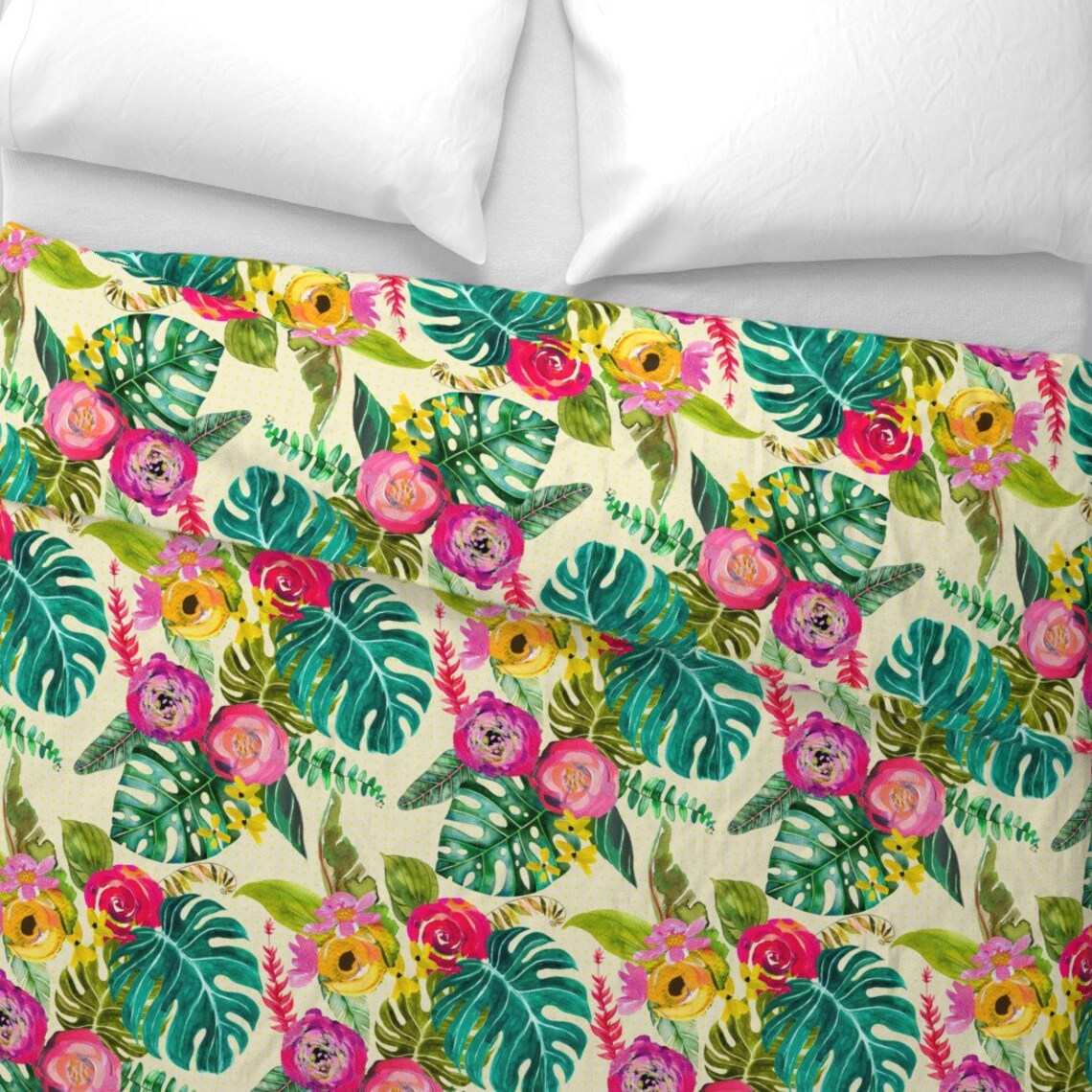 Boho Duvet Cover Boho Tropical Floral by Theartwerks Etsy