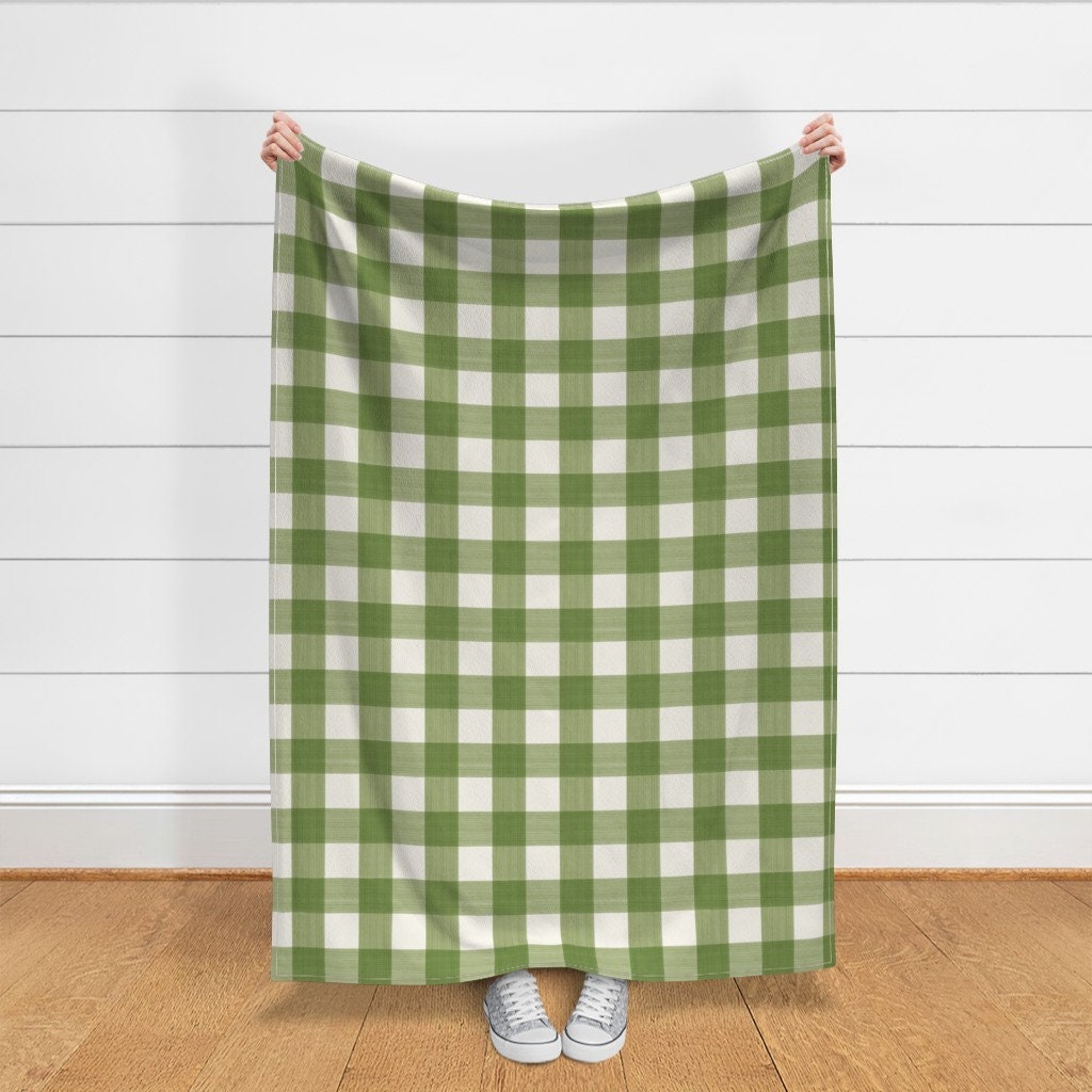 50 x 70 Olive Cream Buffalo Plaid Stripe Green Country Gingham Paint Check Print Blanket by Spoonflower Roostery Luxe Velvet Throw Blanket