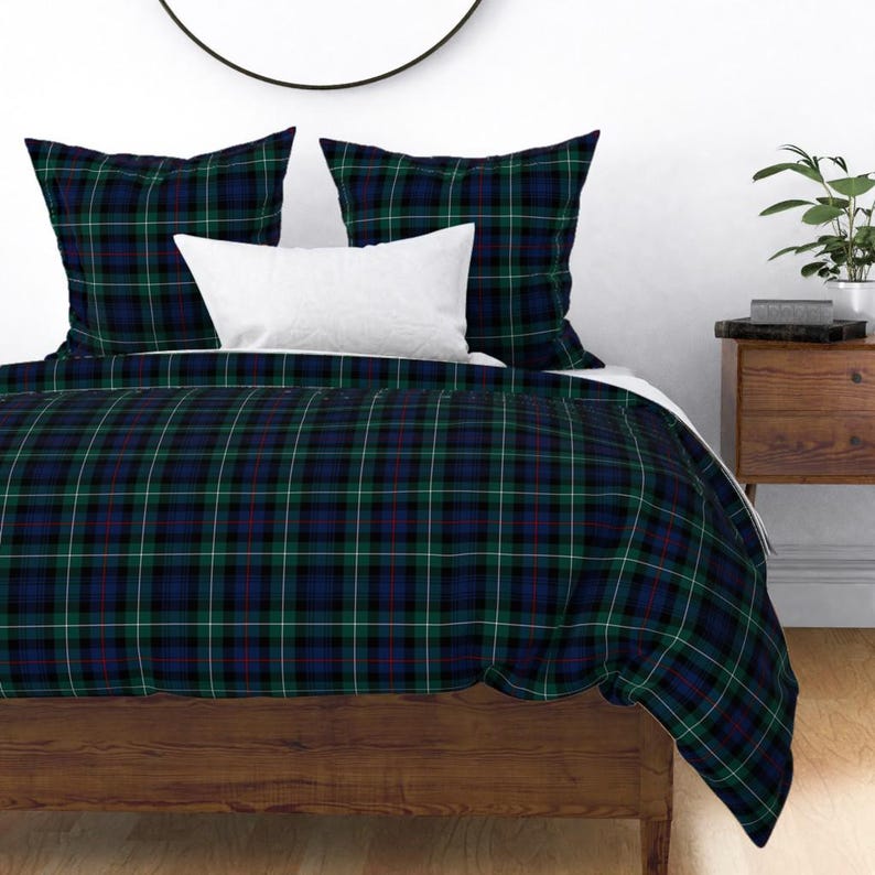 Blauw geruit beddengoed - Mackenzie Tartan van weavingmajor - Groen geruit rood geruit Schots katoenen satijnen dekbedovertrek OF kussenslopen afbeelding 9
