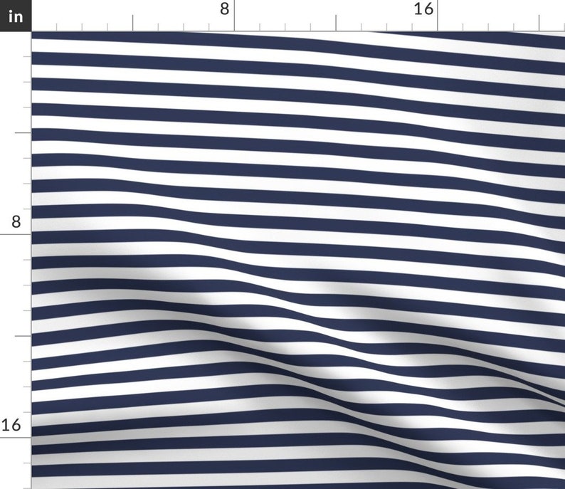 Set of 4 Nautical Cocktail Napkins Blue And White  Stripes Cloth Napkins by Spoonflower - Summer Seahorse Stripe by booboo/_collective