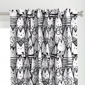 Gordijnpaneel cartoon katten - katten door kostolom3000 - Kitten Kitty Doodle Funny Cats handgetekende grillige aangepast gordijnpaneel door Spoonflower