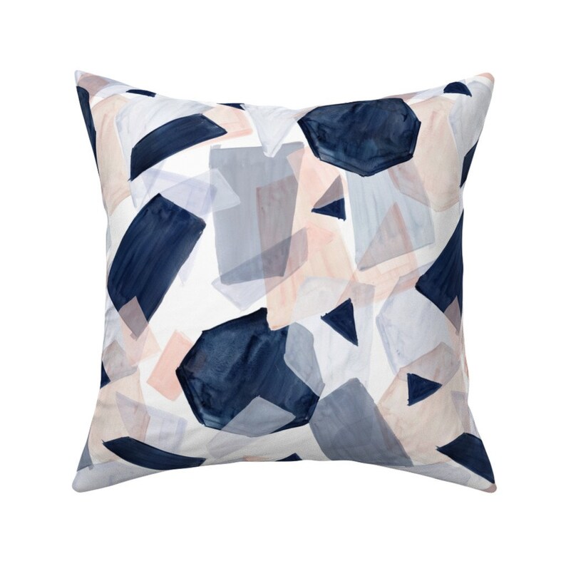 Geometric Throw Pillow Geo Shapes Navy Geometric Beige Decorative Pillows | Etsy