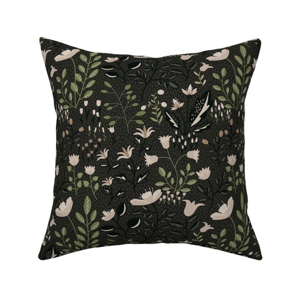 Green Floral Pillow Etsy