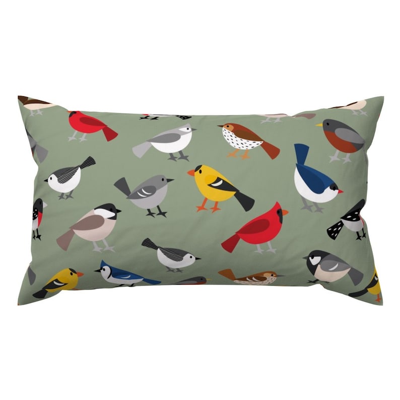 Spoonflower Birds Lumbar Pillow - Thumbnail 3