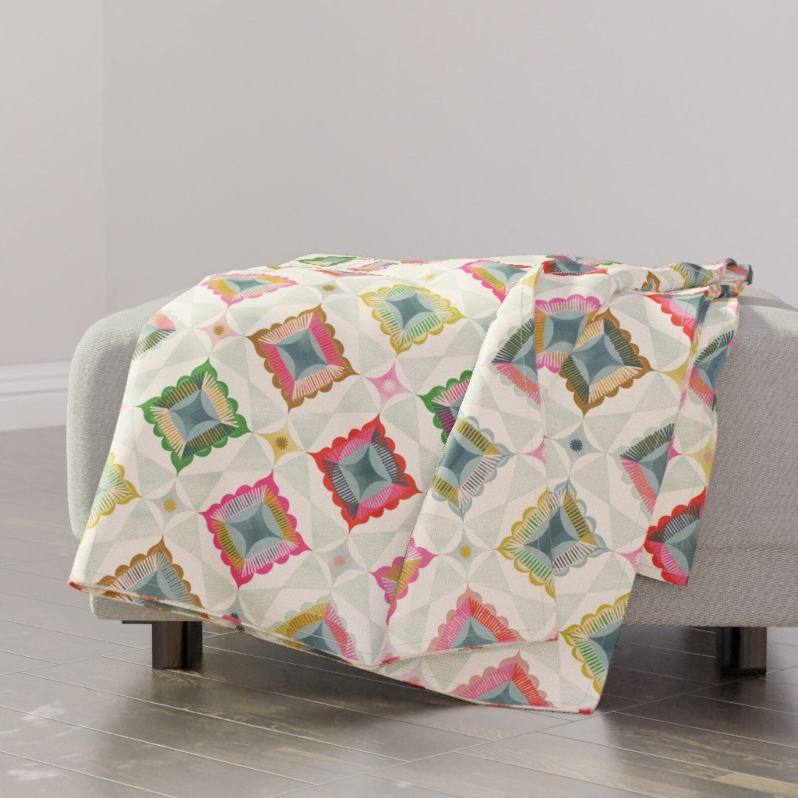 Bohemian Diamonds Throw Blanket Large Scale Star And Diamond Etsy